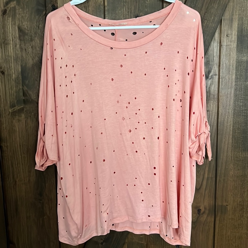 First Love pink distressed tee